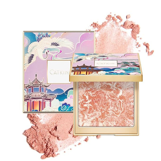 CATKIN Blush – CATKIN Cheek Blush Bake Shimmer Pink Peach Multi Blusher Natural Powder Palette 10g (C04 Shimmer)