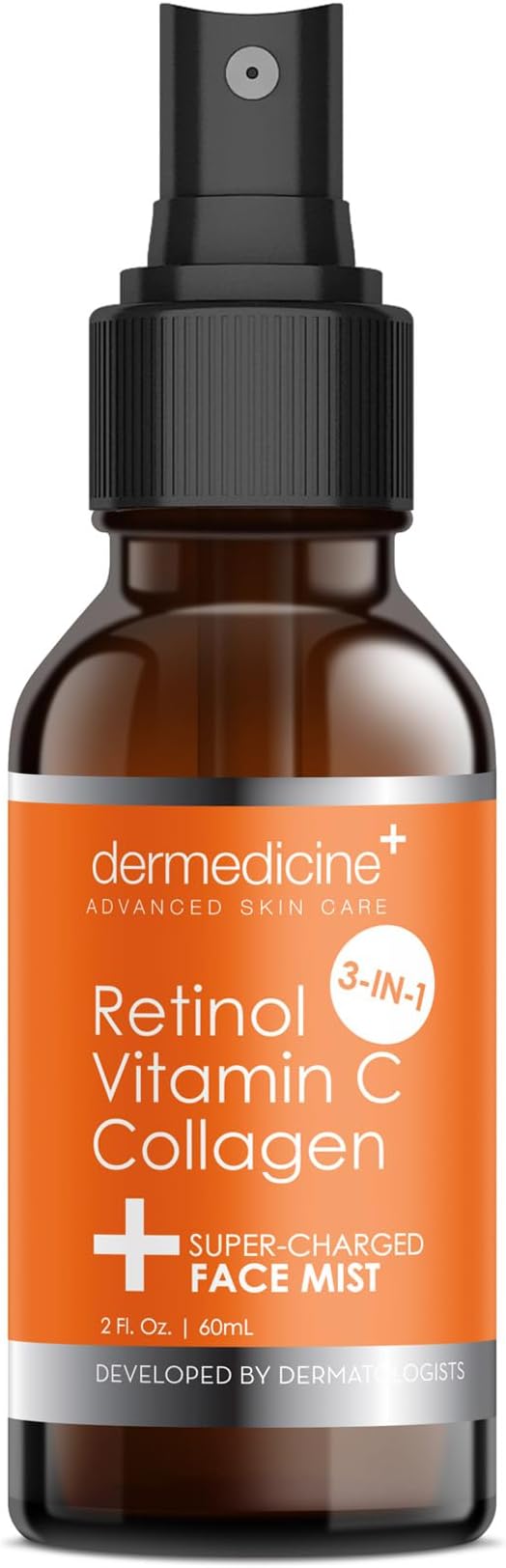 Dermedicine Toners & Astringents – 3 in 1 Super-Charged Anti-Aging Face Mist w/Retinol, Vitamin C + Collagen | Hydrates, Refreshes & Brightens for a More Glowing Complexion | 2 fl oz, 60 ml