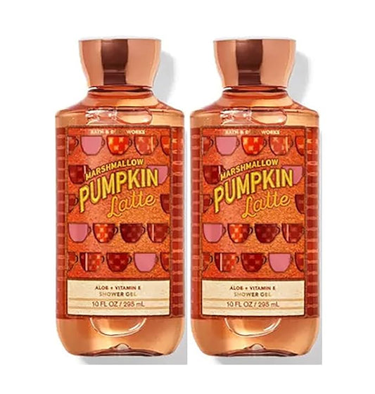 Bath+%26+Body+Works Body Washes – Bath & Body Works Marshmallow Pumpkin Latte Shower Gel Gift Sets 10 Oz 2 Pack (Marshmallow Latte) 20 ounces
