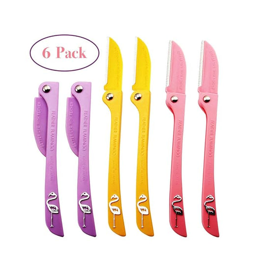 glowtalebaeuty Eyebrow Trimmers – Limo Eyebrow Razor, Facial Hair Trimmer, 6 PCS - Purple+Yellow+Pink, Women's Facial Hair Maintenance, Sensitive Skin, Modern Style