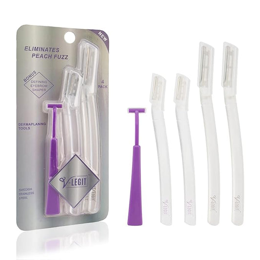 V-LEGIT Disposable Razors – Dermaplaning Tools - Exfoliating Facial Razor Dermaplane for Women & Men Shaver to Exfoliate Refresh the Skin Peach Fuzz Eyebrow Hair Removal Blade 4 count Bonus Defining Shaper