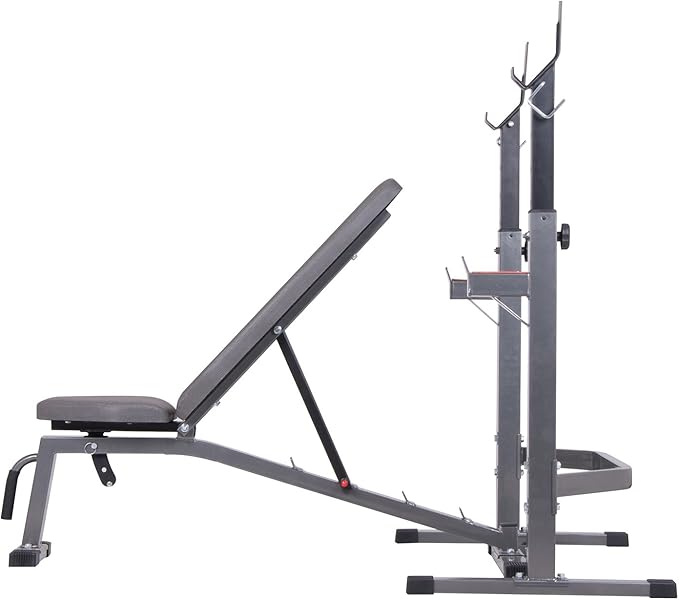 Top Pick – Body Champ Olympic Weight Bench with Squat Rack Included PRO3900, Grey