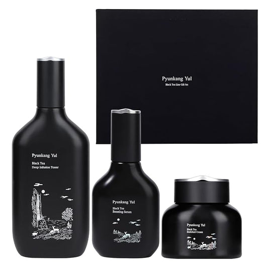 PyunkangYul Sets & Kits – [PKY] Pyunkang Yul Black Tea Line Gift Box Set, Deep Nurishment for Anti-aging, Rich Moisture Toner, Revitalizing Serum & Nourishing Cream, Zero-Irritation (3-item set)