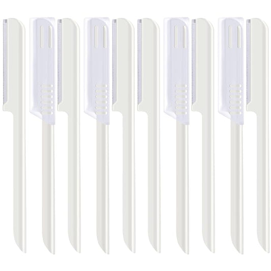 Mudder Disposable Razors – 10 Pieces Women's Facial Razor Eyebrow Shaver Razor Brow Shaper Eyebrow Trimmer Dermaplaner Shaping Tool with Cover (White)