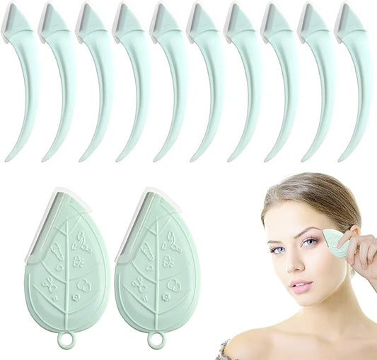ONEUPIN Eyebrow Trimmers – ONEUPIN 12PCS Eyebrow Trimmer Set Stainless Steel Leaves Curved Eyebrow Razor Trimmer Facial Shaver Razor Brow Shaper Suitable for Any Skin Type Hair Removal Accessories for Men Women（Green）