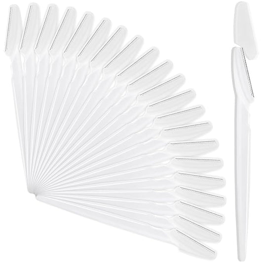 HFATMOS Disposable Razors – 21 Pcs Eyebrow Razors, Face Razors Multipurpose, Exfoliating Dermaplaning Tools, Eyebrow Trimmers Shaver with Safety Cover, Facial Hair Removal for Women Men Body Use (White)
