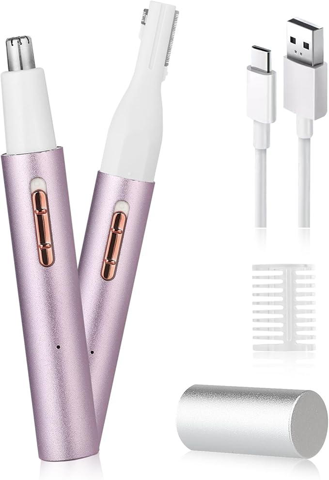 YunmissHairTrimmer Eyebrow Trimmers – 2025 Rechargeable Nose and Ear Hair Trimmer for Women Men – Painless Facial and Eyebrow Hair Remover, Dual-Edge Blades, IPX7 Waterproof, Compact and Portable Electric Clipper