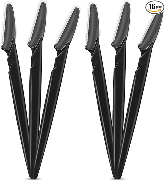 glowtalebaeuty Razors & Blades – 16 Pcs Black Eyebrow Razor, Face Razors Multipurpose, Facial Razors for Women Men, Eyebrow Trimmers Shaver with Protective Cover, Dermaplaning Tools for Face Body Use, Facial Hair Removal Tools