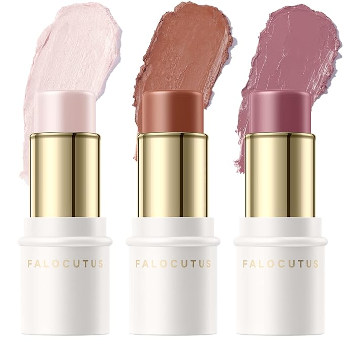 3 Pcs UNIVERSAl Contour Stick Set,Cream Blush & All Skin