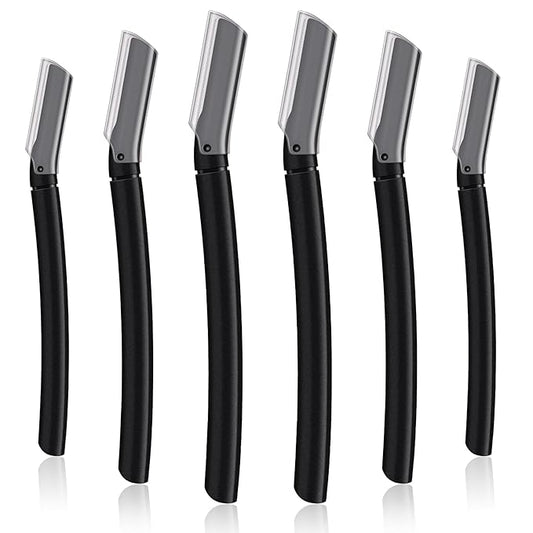 Lasnten Disposable Razors – Lasnten 6Pcs Dermaplane Razor Eyebrow Facial Razor for Women Men Single Blade Multipurpose Eyebrow Trimmer Skin Hair Removal Shaver Face Razor Dermaplaning Exfoliating Tool Include Blade Cover(Black)