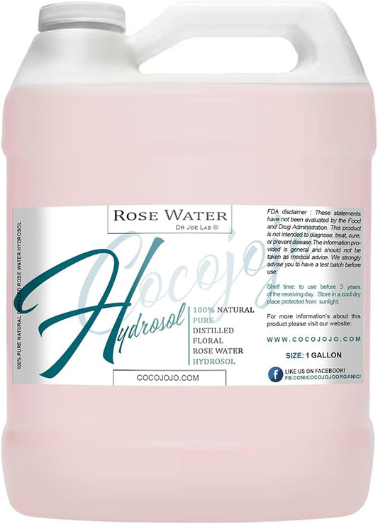 cocojojo Face Mists – Rose Hydrosol Spray Cleansing Non GMO Facial Toner for Face Body Locs Rose Water Hydrating Face Mist, for Hydration Pure & Natural Hydrosol for All Skin Types - COCOJOJO - Bulk 128 OZ - 1 Gallon
