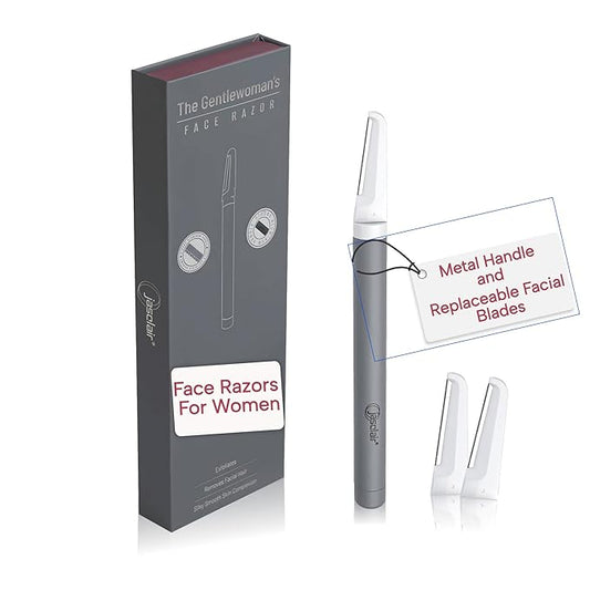 Jasclair Disposable Razors – Premium Dermaplaning Tool - Multipurpose Face Razor for Women - Exfoliating Dermaplaner for Smooth Skin, Gentle Eyebrow and Facial Hair Remover - Pack of 3 Blades and Sturdy Metal Handle