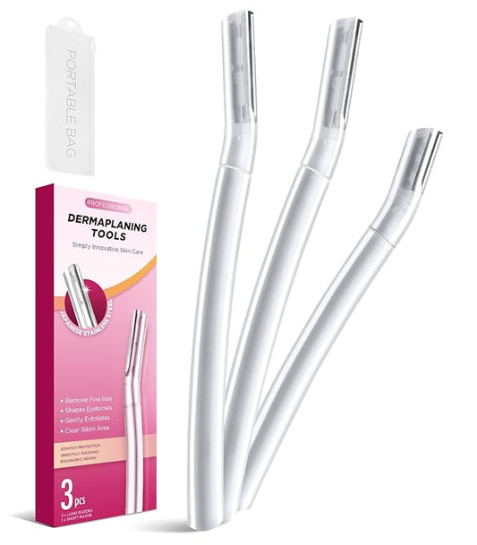 SINAHET Disposable Razors – SINAHET Dermaplane Razor for Face, (3 Count) Professional Dermaplaning Tool for Peach Fuzz, Facial and Eyebrow Hair Removal, Gentle Skin Exfoliation Blade