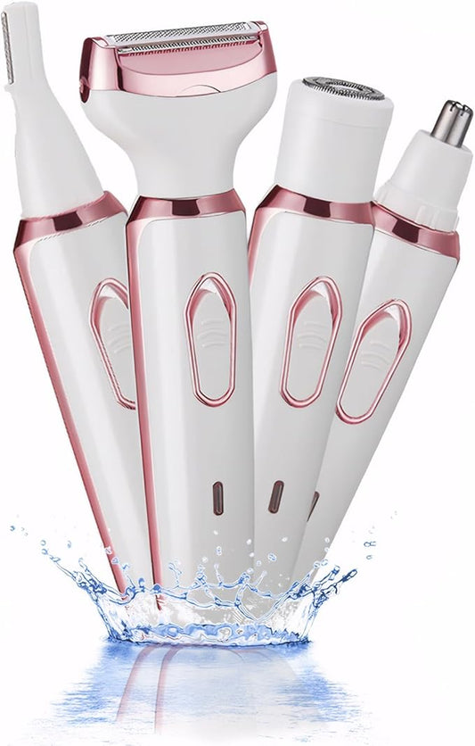 Vacto Bikini Trimmers – Electric Razors for Women, 4-in-1 Women’s Facial Hair Removal, Face Shaver Ebrow Trimmer Pubic Bikini Trimmer Portable Ladies Shaver Womens Razors for Shaving