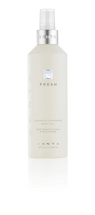 Zents Oils – Zents Luminous Cashmere Body Oil (Fresh Fragrance) | Moisturizing Body Oil with Vitamin E & Organic Coconut Oil | Softens & Smooths Skin | 8 fl oz