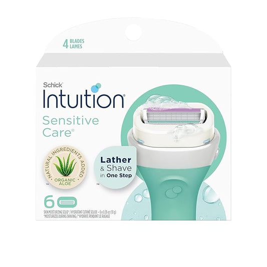 SchickIntuition Cartridges – INTUITION Schick Refill, Razors for Women Sensitive Skin | Intuition Razor Blades Refill with Organic Aloe, Razor Refills , 6 Count (Pack of 1)