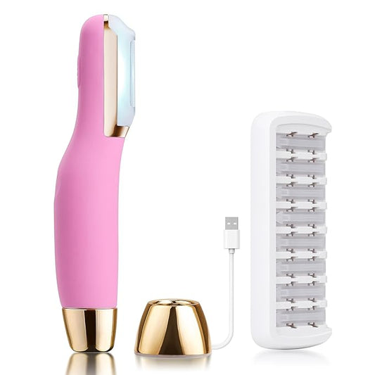 CEVEK Personal Groomers – Sonic Dermaplane Razor for Women Face, Dermaplaning Tool for Face, Sonic Edge Technology, Facial Hair Removal for Women, Peach Fuzz with 8 Replaceable Blades(Pink)