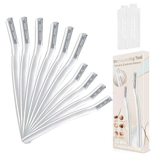 BULIMICA Disposable Razors – Face Razors for Women, Dermaplane Razor for Women Face, Eyebrow Razor, Facial Razors, Dermaplaning Tool, Gentle Skin Exfoliation Microblades for Sensitive Skin, Peach Fuzz Remover, 10 Count