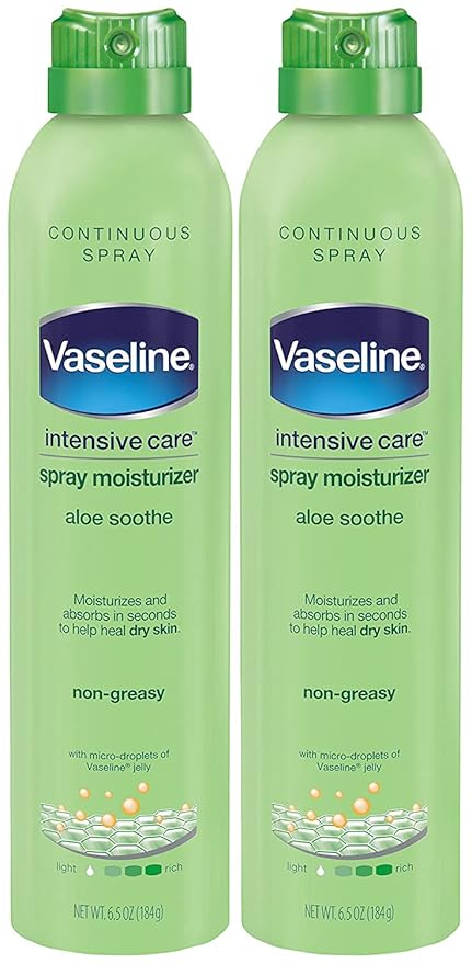 Vaseline Lotions – Vaseline Aloe Soothe Spray 2-Pack – Non-Greasy, Fast-Absorbing All-Over Soothing Moisturizer for Dry Skin, 6