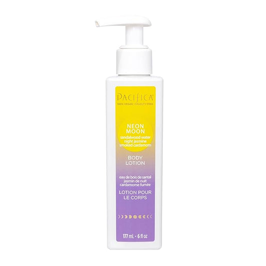 PacificaBeauty Lotions – Pacifica Neon Moon Body Lotion – Alluring Sandalwood, Jasmine & Cardamom Scent, Lightweight Hydrating Lotion with Shea Butter & Avocado Oil, Nourishing Non-Greasy Moisturizer, Vegan & Cruelty-Free