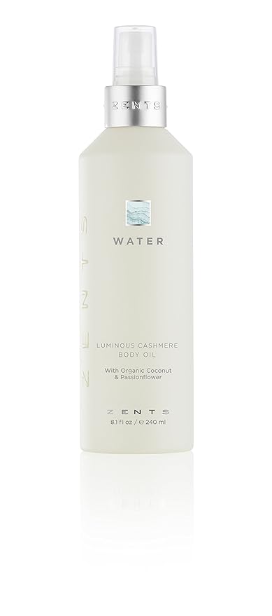 Zents Oils – Zents Luminous Cashmere Body Oil (Water Fragrance) | Moisturizing Body Oil with Vitamin E & Organic Coconut Oil | Softens & Smooths Skin | 8 fl oz