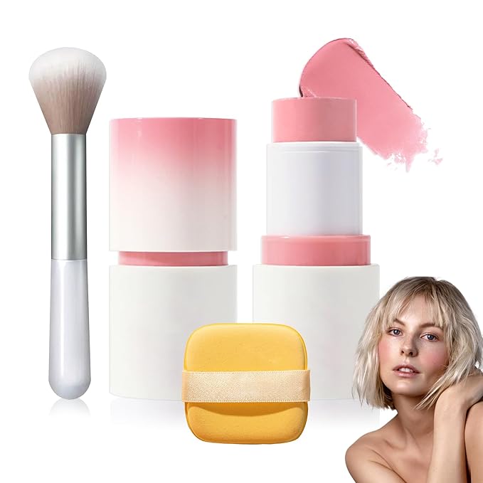 LZYLLS Blush – Cream Blush Stick with Brush and Makeup Sponge,Waterproof Multi Cream Makeup Stick,Lightweight,Long-lasting,2 in 1 Multi Blush for Cheeks & Lip Tint & Eyeshadow G