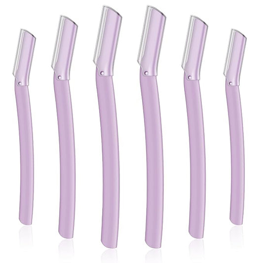 Lasnten Disposable Razors – Lasnten 6Pcs Dermaplane Razor Eyebrow Facial Razor for Women Men Single Blade Multipurpose Eyebrow Trimmer Skin Hair Removal Shaver Face Razor Dermaplaning Exfoliating Tool Include Blade Cover(Purple)