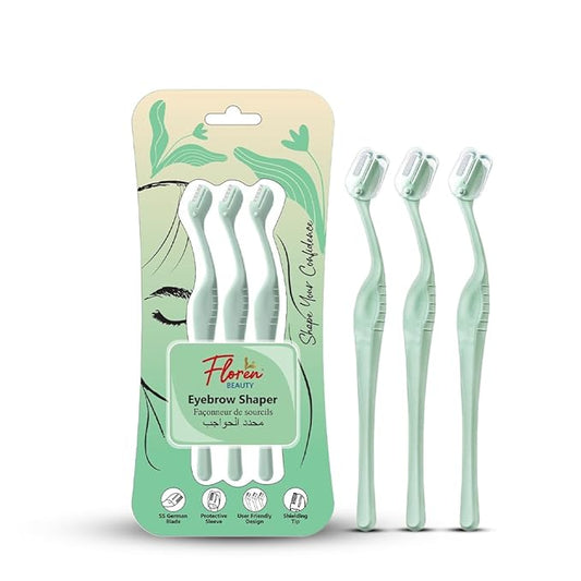 Florencare Eyebrow Trimmers – Eyebrow Shaper Tool for Women, 3ct | Eyebrow Shaper, Face Razor, Upper Lip & Chin Hair Remover | SS German Blade, Painless Shaving, Smooth Skin, Peach Fuzz Remover
