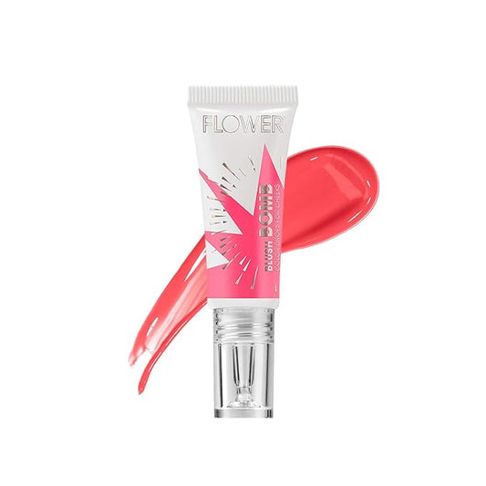 FLOWERBEAUTY Blush – FLOWER Beauty By Drew Barrymore Liquid Blush Makeup Bomb Color Drops -Silky Lightweight Formula + Gel Cream Blush for Cheeks - Radiant + Glossy Finish - Buildable + Lightweight Formula - Cruelty-Free + Vegan (Melon)