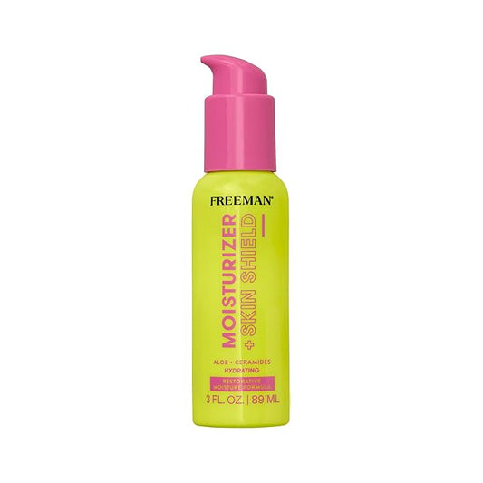 Freeman Moisturizer + Skin Shield, Lightweight Moisturizer, Infused With Aloe Vera & Ceramides To Protect Skin, Soothes & Calms, & Hydrates, Face Serum Relieves Dry Skin, 3 fl.oz./ 89 mL Bottle