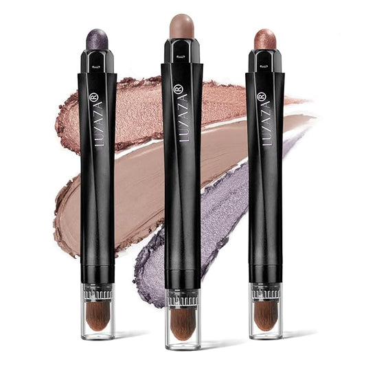 glowtalebaeuty Eyeshadow – 3Pcs Eyeshadow Stick Set, Matte And Shimmer Creamy Eyeshadow Pencil,Eye Brightener Stick,Nude Caramel Grayish Purple Shadow Sticks Set, Waterproof Long Lasting Smoky Highlighter Eye Makeup