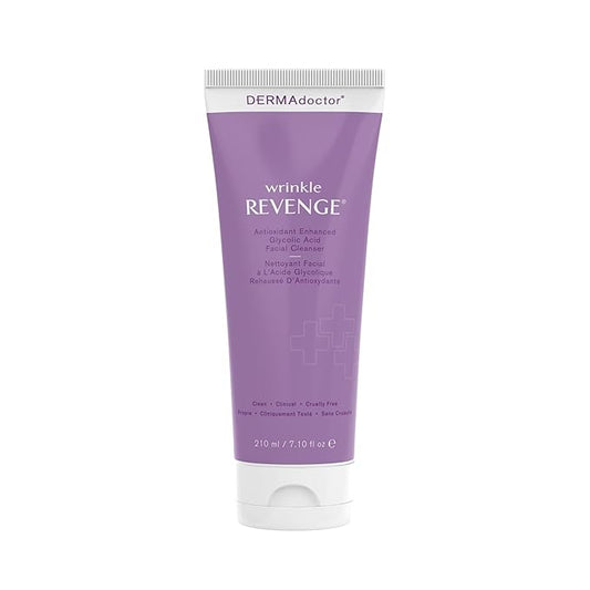 DERMAdoctor Antioxidant Enhanced Glycolic Acid Facial Cleanser, Dermatologist Formulated Gentle Cream Exfoliating Fragrance Free Face Wash for Men and Women - 7.10 oz