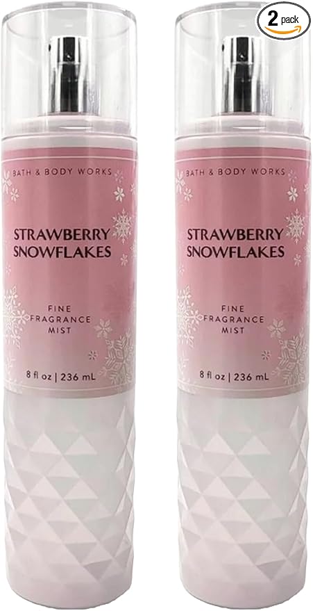 Bath+%26+Body+Works Body Sprays – Bath & Body Works Strawberry Snowflakes Fine Fragrance Body Mist Gift Set 8 oz Pack Lot of 2 (Strawberry Snowflakes) 8 Fl Oz (Pack of 2) 16 Fl Oz
