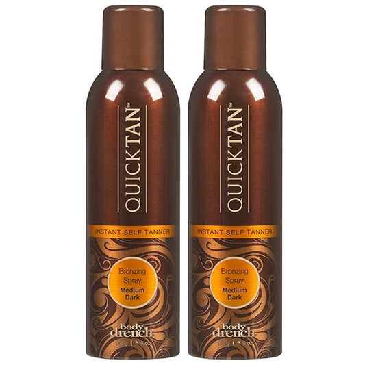 BodyDrench Body Self-Tanners – Body Drench QuickTan Instant Self Tanner Bronzing Spray, Salon-Quality Medium Dark Tan, Streak-Free, All Natural Self Tan, Tinted Formula, 6 oz (2-Pack)