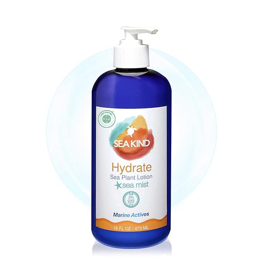 SeaKind Lotions – All Natural Hydrate Sea Mist Sea Plant Hand and Body Lotion for Women and Men, Essential Oil Scent, 16 Fl Oz, Non Comedogenic, Vegan Moisturizer for Dry and Sensitive Skin, No Parabens