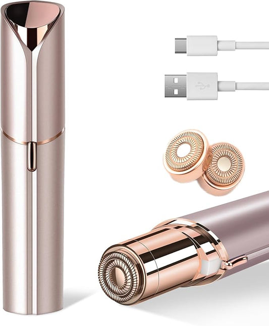 shuangtong Epilators – Facial Hair Remover for Women, Painless Womens Facial Hair Remover with 2 Replacement Heads, Lipstick-Sized, USB Rechargeable, Facial Hair Remover for Upper Lip,Chin,Peach Fuzz,Mustache