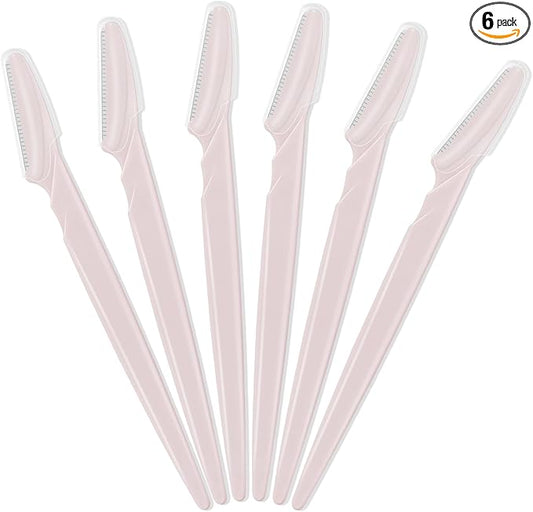 glowtalebaeuty Razors & Blades – 6 Pcs Light Pink Eyebrow Razor, Face Razors Multipurpose, Facial Razors for Women Men, Eyebrow Trimmers Shaver with Protective Cover, Dermaplaning Tools for Face Body Use, Facial Hair Removal Tools