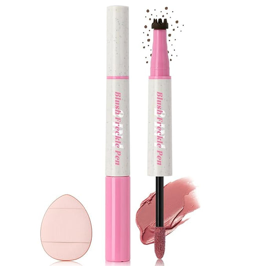 HOSAILY Blush – Freckle Blush Pen, 2in1 Light Brown Faux Freckle Stamp Pen Soft Pink Liquid Blush for Summer Sunkissed Makeup, Natural Lifelike Waterproof Long Lasting Quick Dry Fake Freck Tint Marker Pen01#