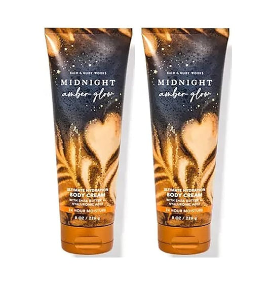 LushLather Creams – Bath & Body Works Midnight Amber Glow Ultimate Hydration Body Cream For Women 8 Fl Oz 2- Pack (Midnight Amber Glow), 8