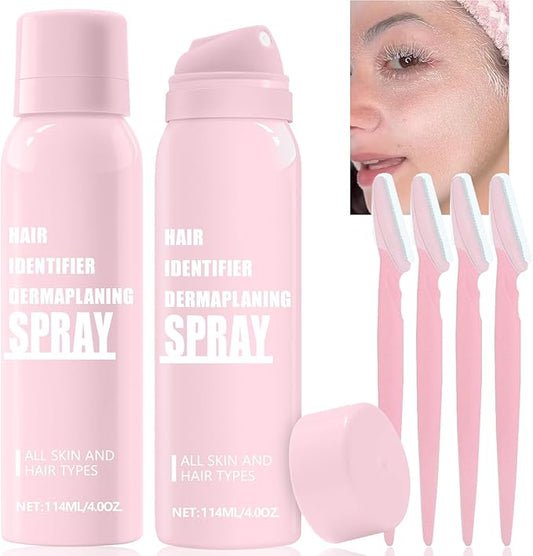 Scarman Shaving & Grooming Sets – 1PC Hair Identifier Spray for Face Shaving Dermaplaning Tool Skin Body for Women with 4 Face Razor for Skin Shaver Hair Removal Kit Suitable for all Skin Types