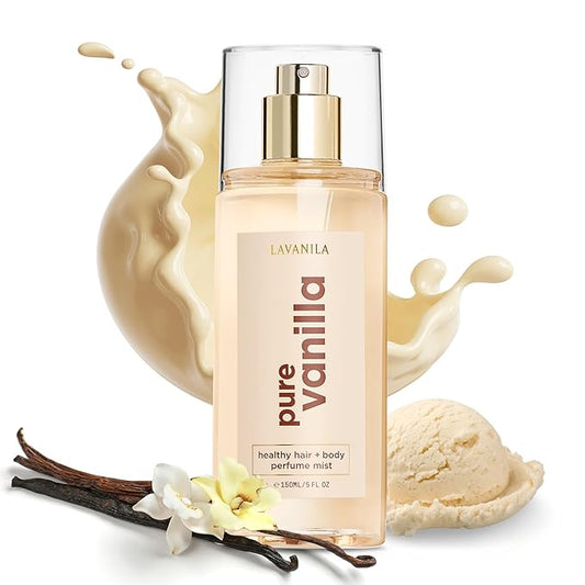 Lavanila Hair Fragrances – Lavanila Pure Vanilla Healthy Hair + Body Perfume Mist, 5 Fl Oz - Sweet & Warm Fragrance Spray Formulated with Jojoba Oil, Madagascar Vanilla, Tonka Bean, Heliotrope