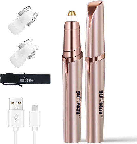 Gurelax Eyebrow Trimmers – Gurelax Women's Electric Eyebrow Trimmer with Replacement Blades, Precision LED Light, Safe and Instant Painless Hair Remover