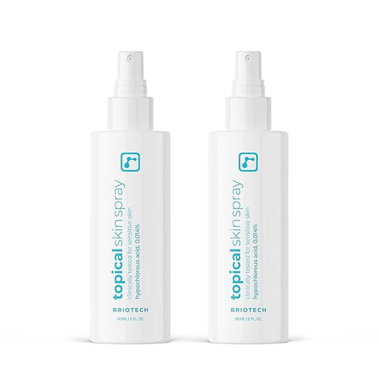 BRIOTECHUSA Toners & Astringents – BRIOTECH Topical Skin Spray, Hypochlorous Acid Spray for Sensitive Skin, HOCl Facial Mist, Full Body Support Against Irritation, Calm Redness, Soothe Foot & Scalp, Travel Size 2 oz (2 Pack)