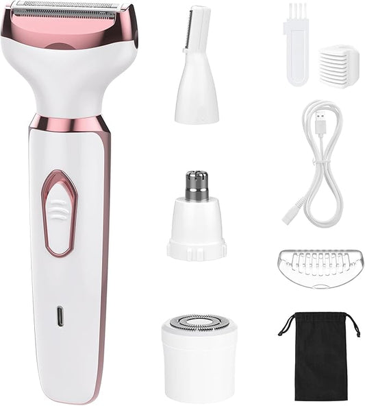 SEABIRD Foil Shavers – Electric Razors for Women, 4 in 1 Electric Women Shaver, Hair Removal Epilators for Leg Face Arm Bikini Armpit Pubic Hair, Cordless Rechargeable Portable Women's Bikini Trimmers, White