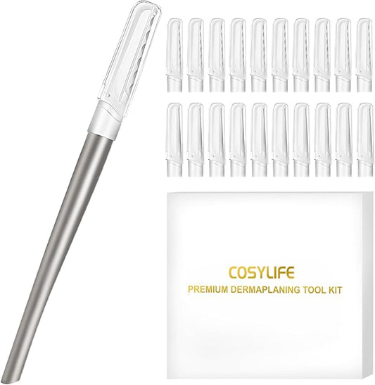 COSYLIFE Disposable Razors – Dermaplaning Tool for Face, 20 Blade Refills, Dermaplane Razor for Face, Hair Remover Blade for Eyebrows and Peach Fuzz, Facial Shaver for Women That Helps Exfoliate and Smooth The Skin