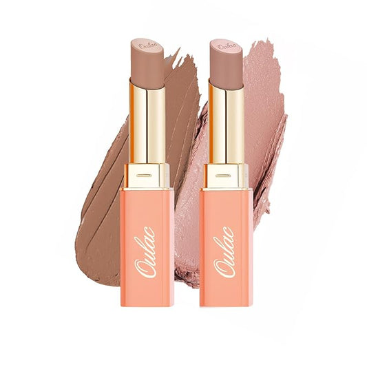 Oulac Satin Lipsticks for Women Set - Matte Lipstick, Full Coverage Lip Color, Satin Matte Finish, Cream Texture, Hydrating, Infused with Hyaluronic Acid, 4g*2 SG02+SG09