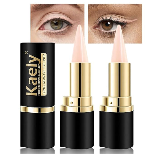 KaelyCosmetics Eyeliner – Kaely 2Pcs Bright Nude Gel Eyeliner for Waterline, Natural Cream Eye Liner Waterproof Smudge Proof, Matte Pencil Eyeliner Eyeshadow Stick, Brighten Eye Makeup, Vegan & Cruelty-Free