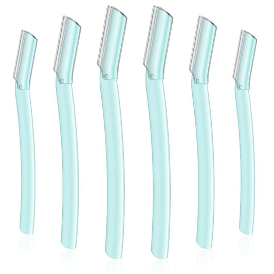 Lasnten Disposable Razors – Lasnten 6Pcs Dermaplane Razor Eyebrow Facial Razor for Women Men Single Blade Multipurpose Eyebrow Trimmer Skin Hair Removal Shaver Face Razor Dermaplaning Exfoliating Tool Include Blade Cover(Blue)