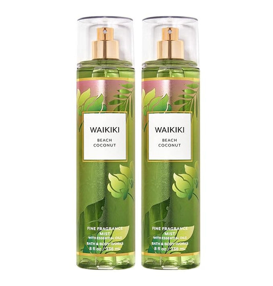 Bath+%26+Body+Works Body Sprays – Bath & Body Works and Waikiki Beach Coconut Fine Fragrance Spray Mist Perfume Gift Set - Value Pack Lot of 2 (Waikiki Coconut), 4 Ounce (Pack 2), 8