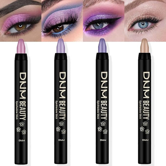 evpct Eyeshadow – evpct 4Pcs Cream Eyeshadow Pencil Bulk Stick Set for Eyes Waterproof Pink Light Purple Violet Mocha Beige Shimmer Metallic Eyeshadow Crayon Stick sombras en crema para ojos